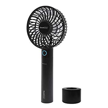 Geek Aire 2600mA Power Bank Fan, Rechargeable Mini Personal Handheld Fan, Lithium-ion Battery, Charging Dock, 5 Speed Settings, Cordless, for Household Office Traveling Outdoor, Charcoal Black