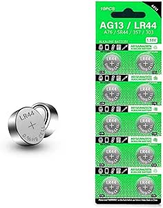 LR44 Button Cell Batteries, 1.5V, Pack of 10, Ideal for Watches, Laser Pointers, Toys, and More