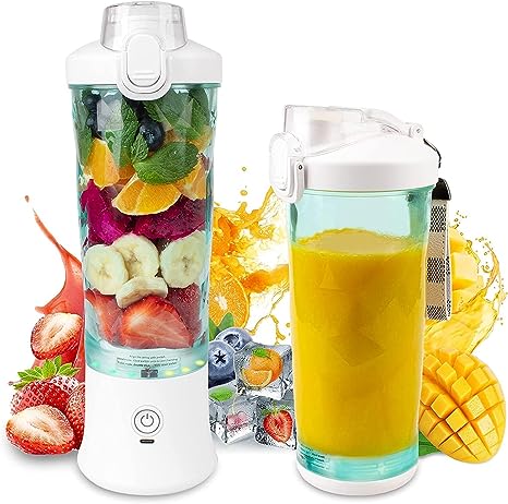 Portable Blender, Smoothie Maker Blender with 6 Ultra-sharp Blades, Personal Blender for Shakes and Smoothies Baby Food, 20 Oz Mini Blender with Travel Lid & Cleaning Brush for Home Travel Work(600ML)