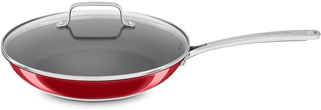 KitchenAid Stainless Steel 12 Nonstick Skillet with Glass Lid