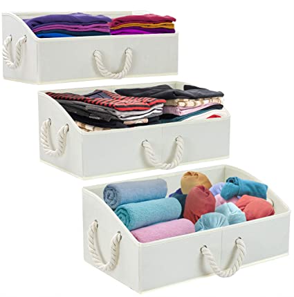 Sorbus Storage Bins [3-Pack] Fabric Storage Baskets, Foldable Closet Organizer Trapezoid Storage Box (Beige)