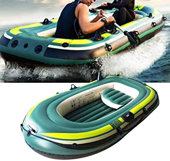 Inflatable Boat, Inflatable Three Person Fishing Air Boat Inflatable Kayak Set with 2 Cushions