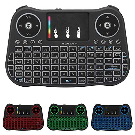 yidenguk Mini Wireless Keyboard 2.4GHz Backlit Touchpad Mouse Combo Keyboard USB Rechargeable Auto Sleep Power Saving Low Voltage Indicator for PC Pad Xbox 360 Android TV Box HTPC IPTV Raspberry PI