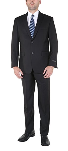 P&L Men's Two-Piece Classic Fit Office 2 Button Suit Jacket & Pleated Pants Set