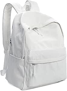 Unisex DIY Canvas Backpack Daypack Satchel Backpack (White, With Side Pocket)