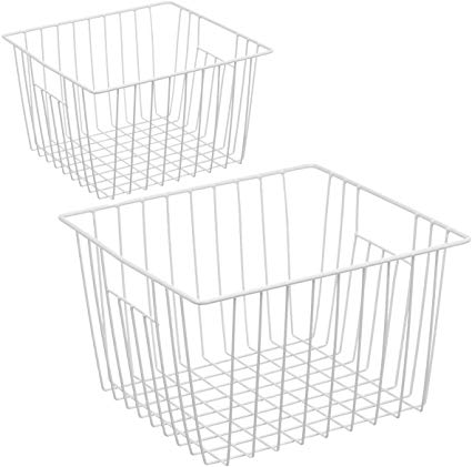 Homics Freezer Wire Baskets, Metal Wire Storage Baskets for Chest Freezer Upright Refrigerator, Organizer Bins with Handles for Household, Kitchen, Cabinets, Closets, Pantry and Bedroom - 2 Pack