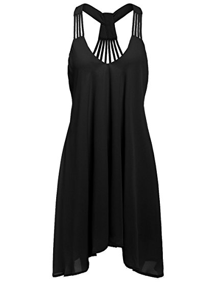 ROMWE Women's Summer Sexy Sleeveless Strappy Swing Dress