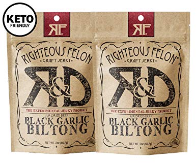 Righteous Felon Air Dried Biltong Beef Snack | KETO and PALEO | Gluten Free   High Protein | Hormone Free All Natural Biltong with No Artificial Flavors, Antibiotics or Preservatives - 2 Pack