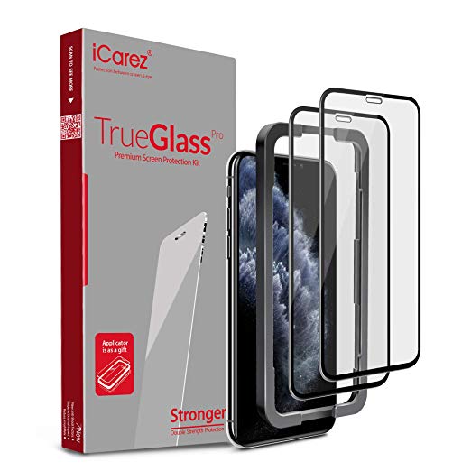 iCarez Tempered Glass Screen Protector for iPhone 11 Pro 2019 iPhone Xs 5.8-inch [Full Coverage   Tray Installation] Case Friendly Easy Apply [ 2-Pack 0.33MM 9H 2.5D]