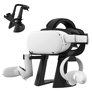 KIWI design VR Stand, Headset Display Holder and Controller Holder Mount Station for Oculus Quest/Quest 2/Rift/Rift S/GO/HTC Vive/Vive Pro/Valve Index VR Headset and Touch Controllers