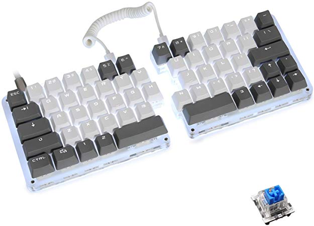 Macro Split Mechanical Keyboard,All 62 Keys Programmable and Can Set 24 Macros Ergonomic Keyboard with OEM Outemu Switch,Customized Perfectly Spliced Split Keyboard (OEM Blue Switch(White Backlit))