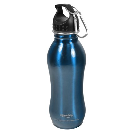 Sportly 24 Oz. Stainless Steel Sports Water Bottle - 9 ½ Inch Height, Slim Easy Grip Design, Standard Mouth with Leak Proof Top