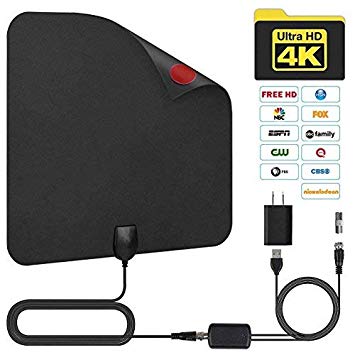 Telustyle TV Antenna, Indoor Digital Amplified HDTV Antennas 50-80 Miles Range with Detachable Signal Amplifier, UL Adapter and 16.5FT Longer Coax Cable - Support 4K 1080p