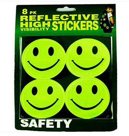 Smile Face Reflective Safety Stickers,Baby Safety Reflector Decal Pack of 8