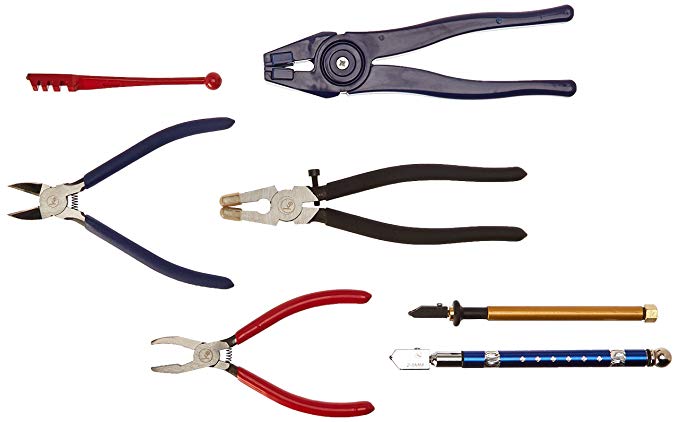 Great 7 pcs Glass Tool Kit: 4 Various Pliers Plus 3 Glass Cutters for Glass & Stained Glass Art