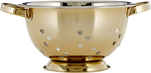 Premier Housewares Colander with Hearts Design, Gold