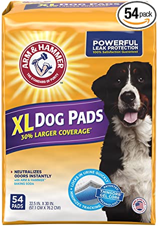 Arm & Hammer 54 Count Puppy Training Pads with Baking Soda, X-Large/30" x 22.5"