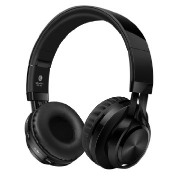 Bluetooth Headphones Sound Intone BT-06 Swift 40 Wireless Stereo Noise Canceling Headphones On Ear Headset With HiFi Build in Microphone and Volume Control Comes With Audio Cable Compatible With Most Phones PC Tv iPhone Samsung Laptop65288Black65289