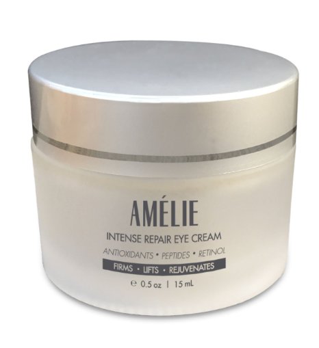 Amélie Eye Cream with Retinol For Puffiness, Sagging, Under-Eye Bags & Wrinkles. Intense Repair Formula For Aging Skin. Organic Ingredients Include Peptides, Antioxidants, Hyaluronic Acid. (0.5 oz)