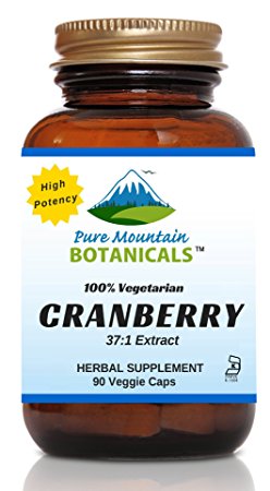 High Potency Cranberry Pills 37:1 Cranberry Concentrate Extract - 90 Veggie Kosher Capsules Now with 400mg