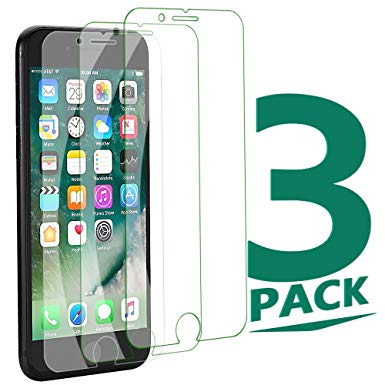 TicTacTechs Tempered Glass Sreen Protector for iPhone 8/7 Plus, [3 Pack] No Bubble Not Full Coverage Screen Protector for iPhone 8/7 Plus[Cover Flat Area] (Clear)