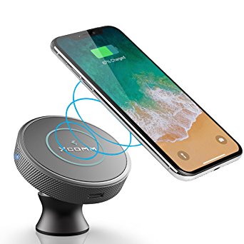 Qi Wireless Charger Car Mount Holder, Xcomm Low Charging Temperature Nano-tech [Dashboard / Air Vent] Qi Charging Stand for iPhone X/ 8/8 Plus Samsung Galaxy Note 8 S9/S9 Plus S8/S8 Plus (Black)