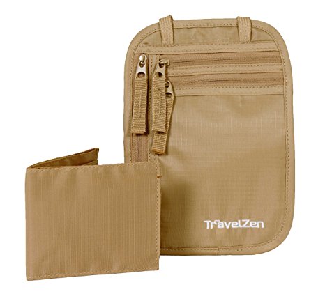 TravelZen Security Wallet, A RFID Blocking Neck Passport Pouch plus Dummy Wallet. Smart monotone colours and extra secure for riskier travels.