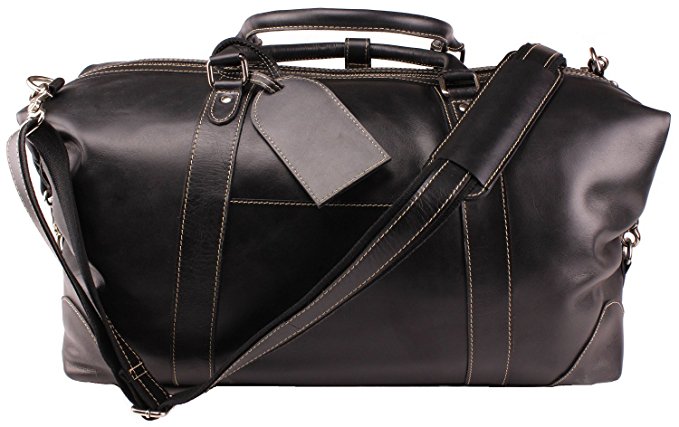 Viosi Vintage Duffel Bag Leather Weekender Luggage Travel Bag plus Toiletry Bag