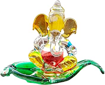 StonKraft Esplanade Ganesha Ganesh Murti Idol Statue Sculpture (2.5") - Car Dashboard Idols | Crystal Glass