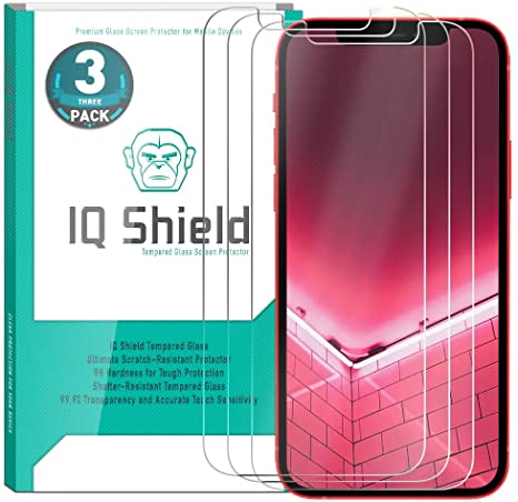 IQ Shield Glass Screen Protector Compatible with Apple iPhone 12 Pro Max (6.7 inch)(3-Pack) Clear Tempered Ballistic Glass HD and Transparent Shatter-Proof Shield, 99% Touch Accuracy