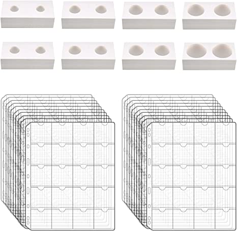 400 Cardboard Coin Holder for Collectors with 20 Sheets Coin Pocket Pages, 400 Pockets Coins Collecting Book Sleeves Protectors Storage and 8 Size 2" x 2" Currency Holders for Coin Collection Supplies