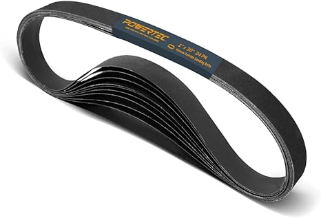 POWERTEC 46004 1 x 30 Inch Sanding Belts, 4 Each of 120/240/400/600/800/1000, 24PK, Silicon Carbide Belt Sander Sanding Belt for Belt Sander, Belt and Disc Sander, Woodworking, Knife Sharpening