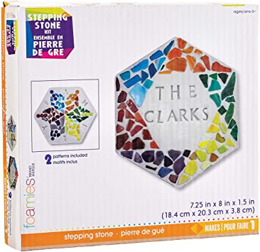 Darice 30078609 Stepping Stone Kit: Hexagon, 8 Inches, 8 Pieces, Makes 1, Multicolor