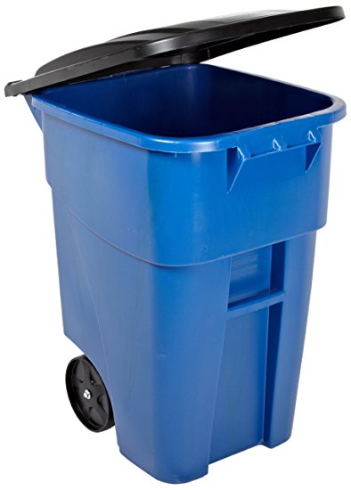 Rubbermaid Commercial FG9W2700BLUE BRUTE Heavy-Duty Rollout Waste/Utility Container, 50-gallon, Blue