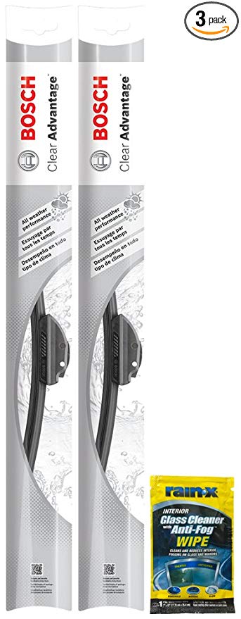 Bosch Clear Advantage Wiper Blade (28") - 2 Pack, Bundled with Rain-X Wipe (3 Items)