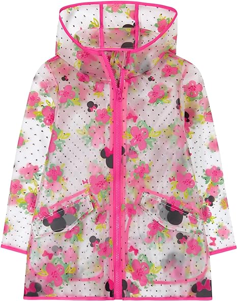 Disney Girls Coat Minnie Mouse Or Princess Toddler Raincoat for Kids 2-7 Years-Rain Poncho Clear with Hood