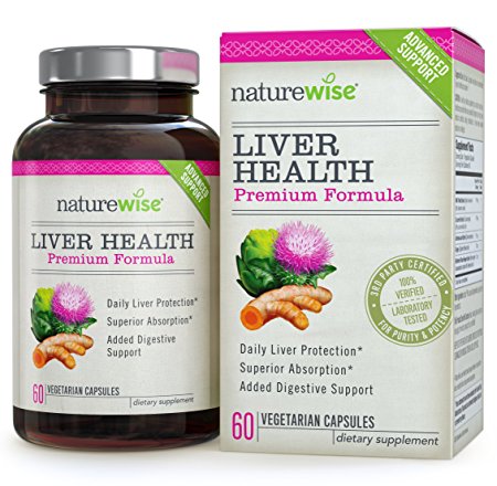 NatureWise Liver Health Premium Formula w/ Milk Thistle, Curcumin & Artichoke, Superior Protection, Enhanced Bioavailability, 60 Vcaps Plus Capsules