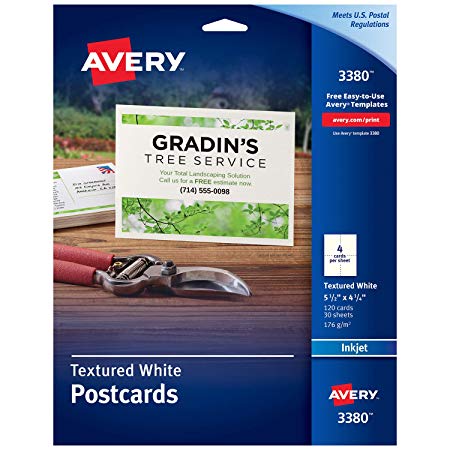 Avery Printable Cards, Inkjet Printers, 120 Cards, 4.25 x 5.5, Heavyweight, Textured (3380)