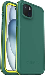 OtterBox iPhone 15 Plus (Only) FRĒ Series Waterproof Case with MagSafe (Designed by LifeProof) - PINE (Green), waterproof, 60% recycled plastic, sleek and stylish