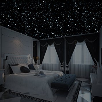 Realistic 3D Domed Glow in the Dark Stars,606 Dots for Starry Sky, Perfect For Kids Bedding Room Gift(606 stars) (Sky Blue)