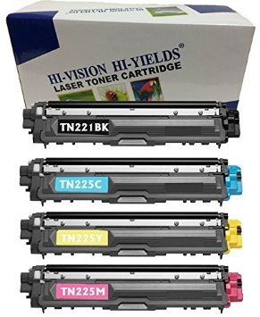 HI-VISION HI-YIELDS Compatible Toner Cartridge Replacement for Brother TN221 TN225 1 Black 1 Cyan 1 Yellow 1 Magenta 4-Pack