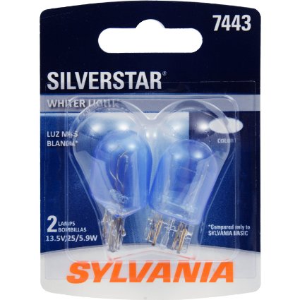 SYLVANIA 7443 SilverStar High Performance Miniature Bulb, (Pack of 2)