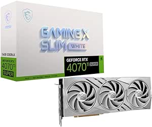 MSI GeForce RTX 4070 Ti SUPER 16G GAMING X SLIM WHITE Graphics Card - 16GB GDDR6X, 2670 MHz, PCI Express Gen 4, 256-bit, 3x DP v1.4a, HDMI 2.1a (Supports 4K & 8K HDR)