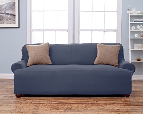 Lucia Collection Corduroy Strapless Slipcover. Form Fit, Slip Resistant, Stylish Furniture Shield / Protector Featuring Soft, Lightweight Fabric. By Home Fashion Designs. (Sofa, Grey)