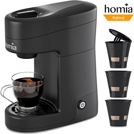 Coffee Maker Machine Electric Single Serve Brewer for Ground Coffee and K-cup Сompatible 12 oz (360 ml) 800W, 3.5 bar pump, with Reusable Capsules and Automatic Shut-Off, Plastic, Black