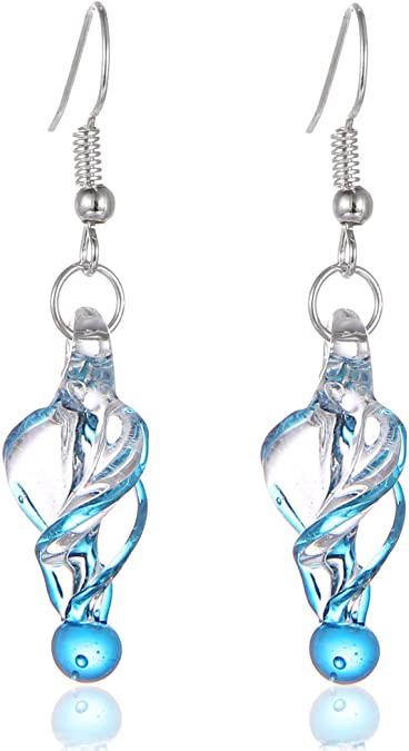 New Handcrafted Italian Murano Style Glass Tornado Twirl Quality Fashion Earrings
