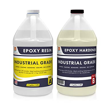 Epoxy Resin 1 Gallon Kit Industrial Grade | Easy to Use, Super Strong, Glossy, Clear, Water-Resistant | For Bonding, Sealing, Casting, Coating, Filling, Gluing - (1/2 gallon   1/2 gallon)