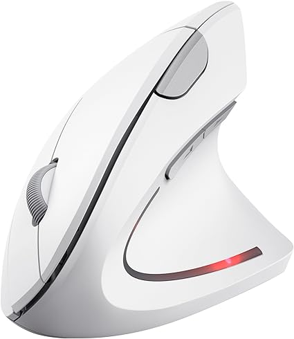 Trust Verto Wireless Ergonomic Mouse, Vertical Mouse with Storable USB Micro-receiver, Reduces Arm Strain, 800-1600 DPI, 6 Buttons, for Right Hand Users, PC, Laptop, Mac, Batteries Included - White