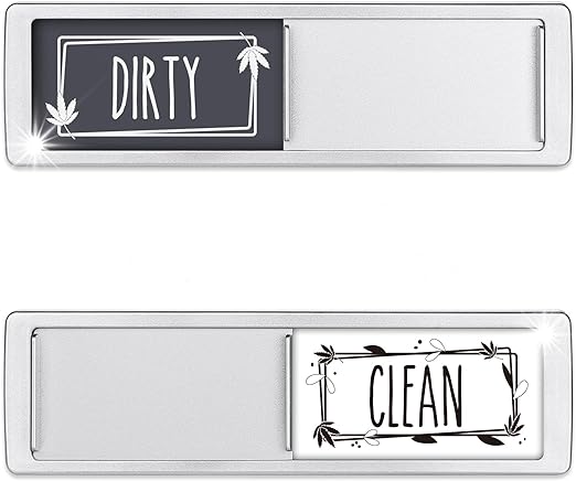 Dishwasher Magnet Clean Dirty Sign Shutter Only Changes When You Push It Non-Scratching Strong Magnet or 3M Adhesive Options Indicator Tells Whether Dishes are Clean or Dirty (White/Gray)