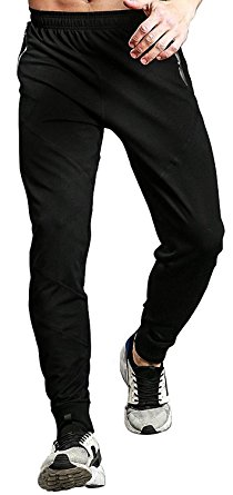 TBMPOY Men's Athletic Running Sport Jogger Pants With Zipper Pockets